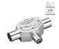 Preview: DINIC distributor 2x coaxial coupling to 1x coaxial plug, 2 radios to 1 aerial socket, metal, DINIC box with Euro hole